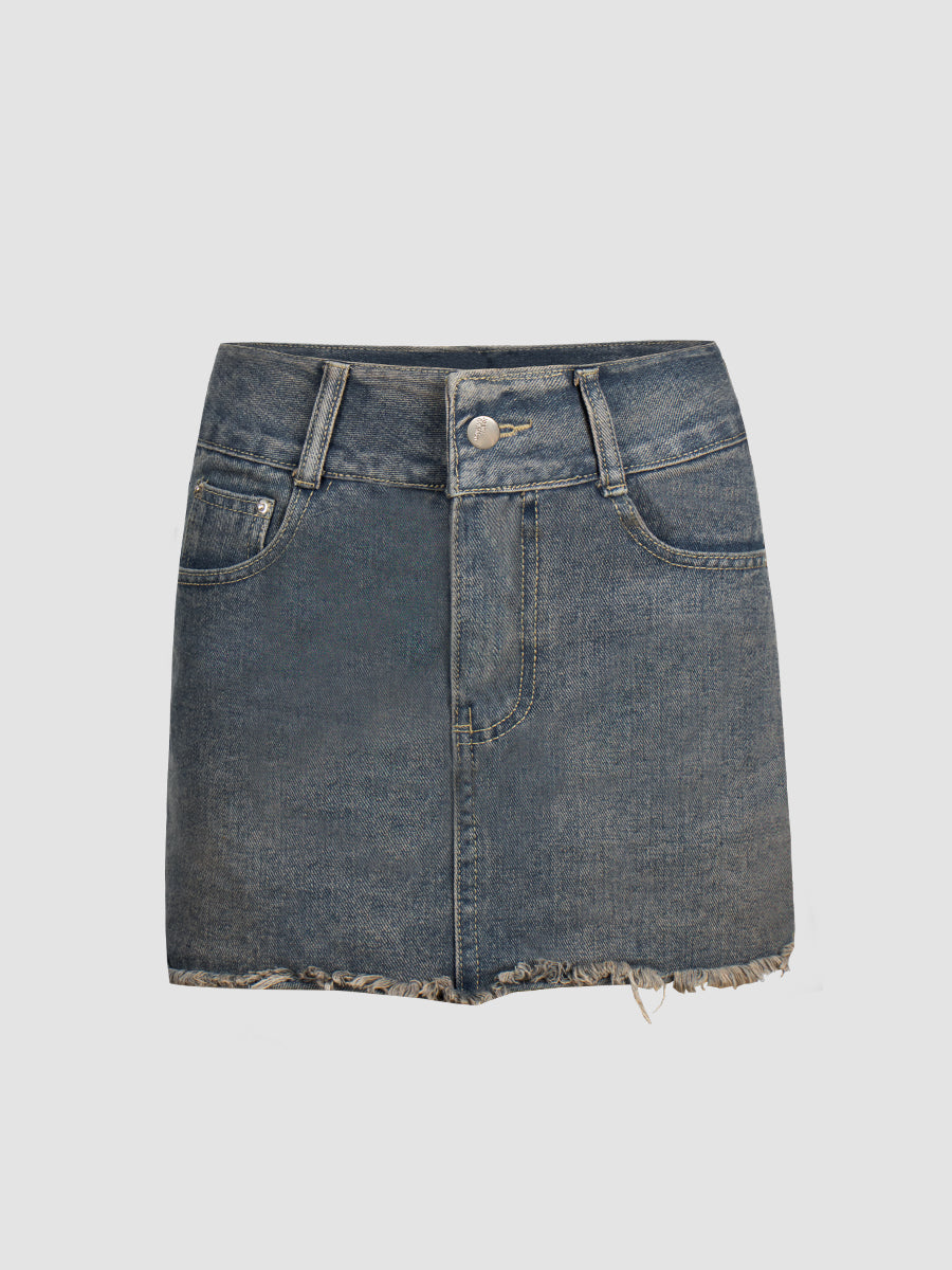Denim Slim Fit Short Skirt