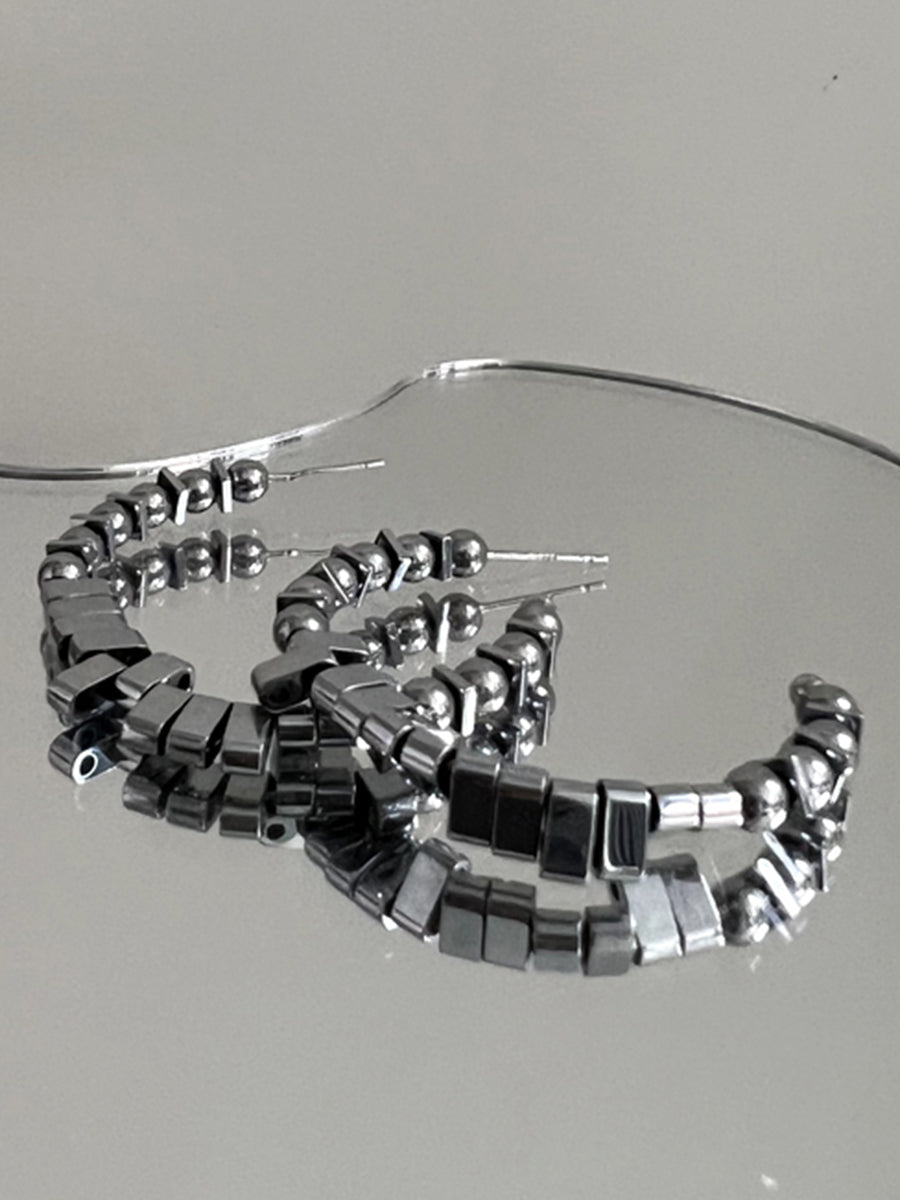 Irregular Little Square Circle Earrings