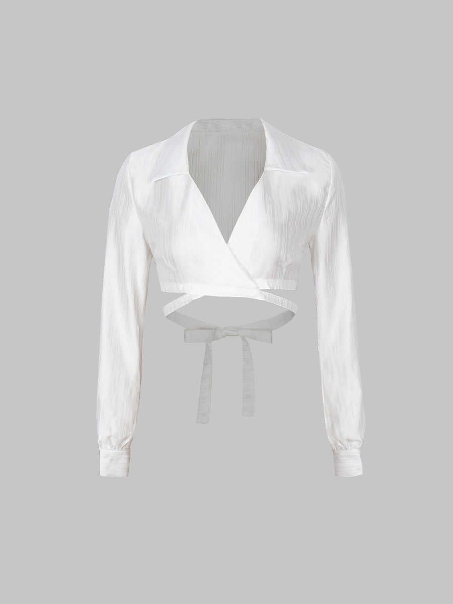 Satin Pearlized Top & Skirt Set with Belt Chain