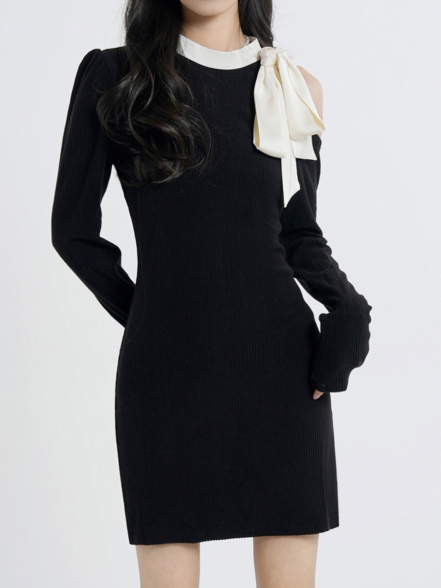 Knitted Irregular Bow Dress