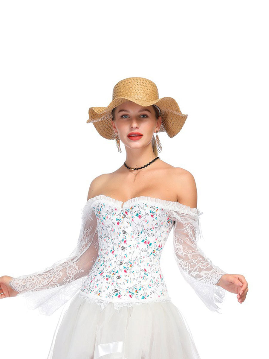 Lace Long Sleeve Corset Top