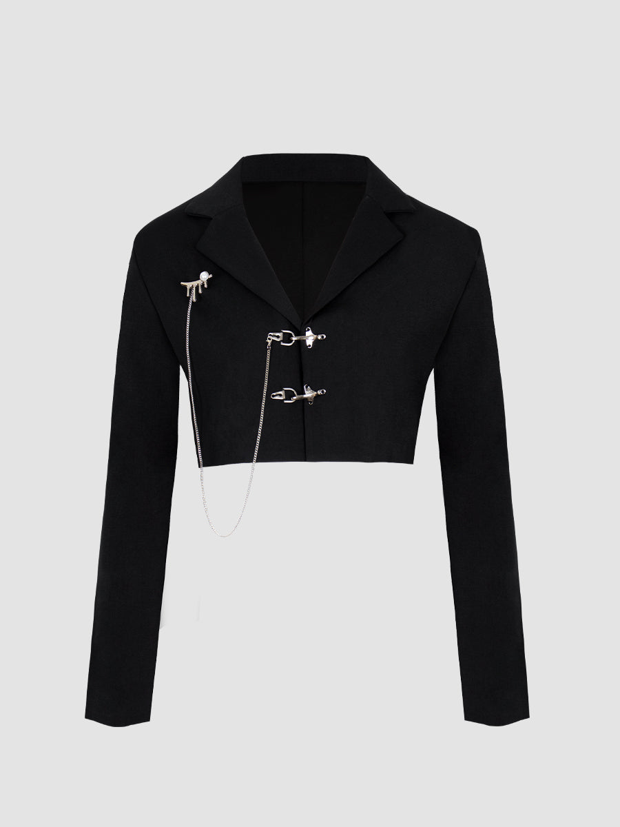 Black Blazer with Chain Belt + Puffy Skirt Set