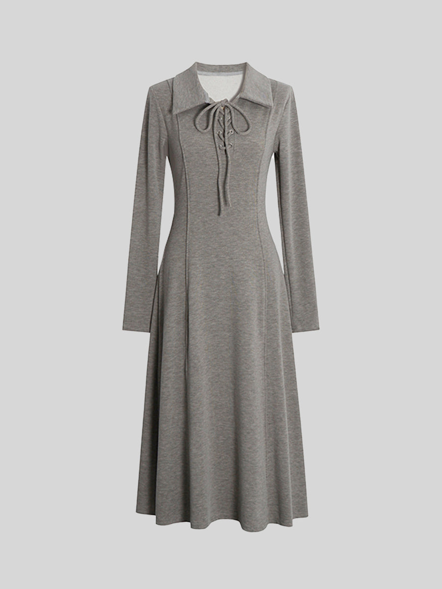 Grey Knitted Midi Dress