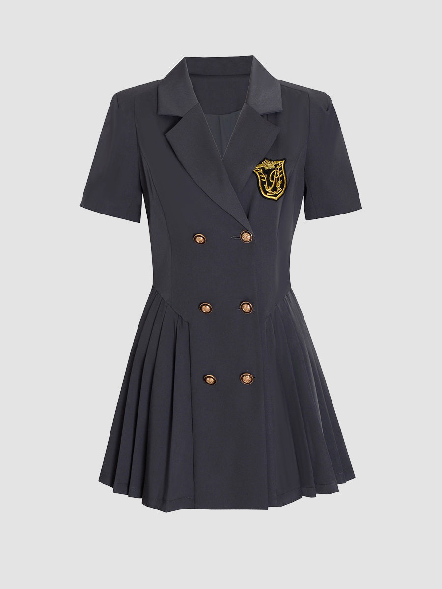Gold Badge Short Sleeve Suit Dress