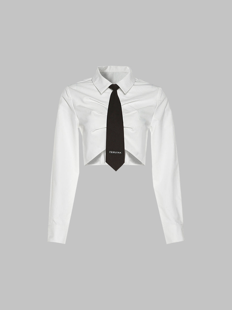 Pleated Love Button Tie Long Sleeve Shirt Top