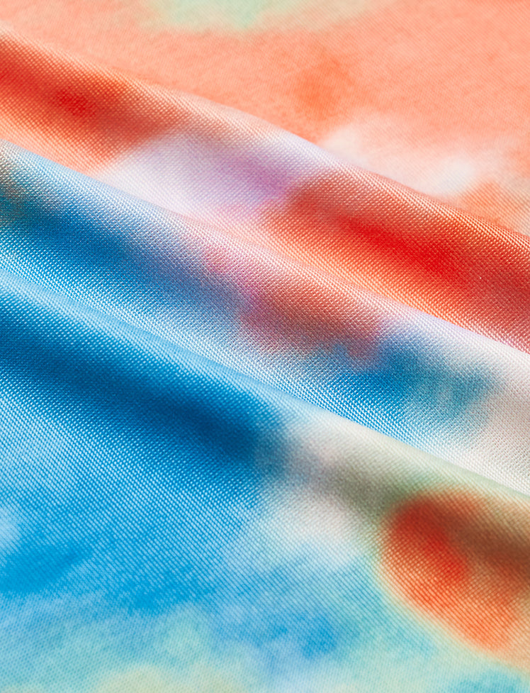 Tie-dye Satin Halter Drawstring Dress