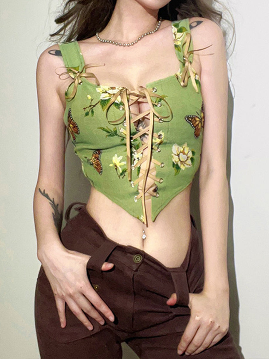 Strap Printed Tank Cami Top