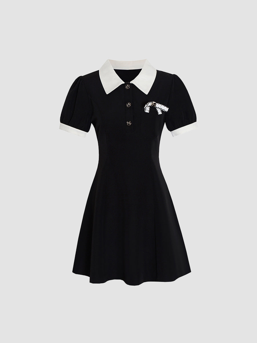 Black Butterfly Polo Dress