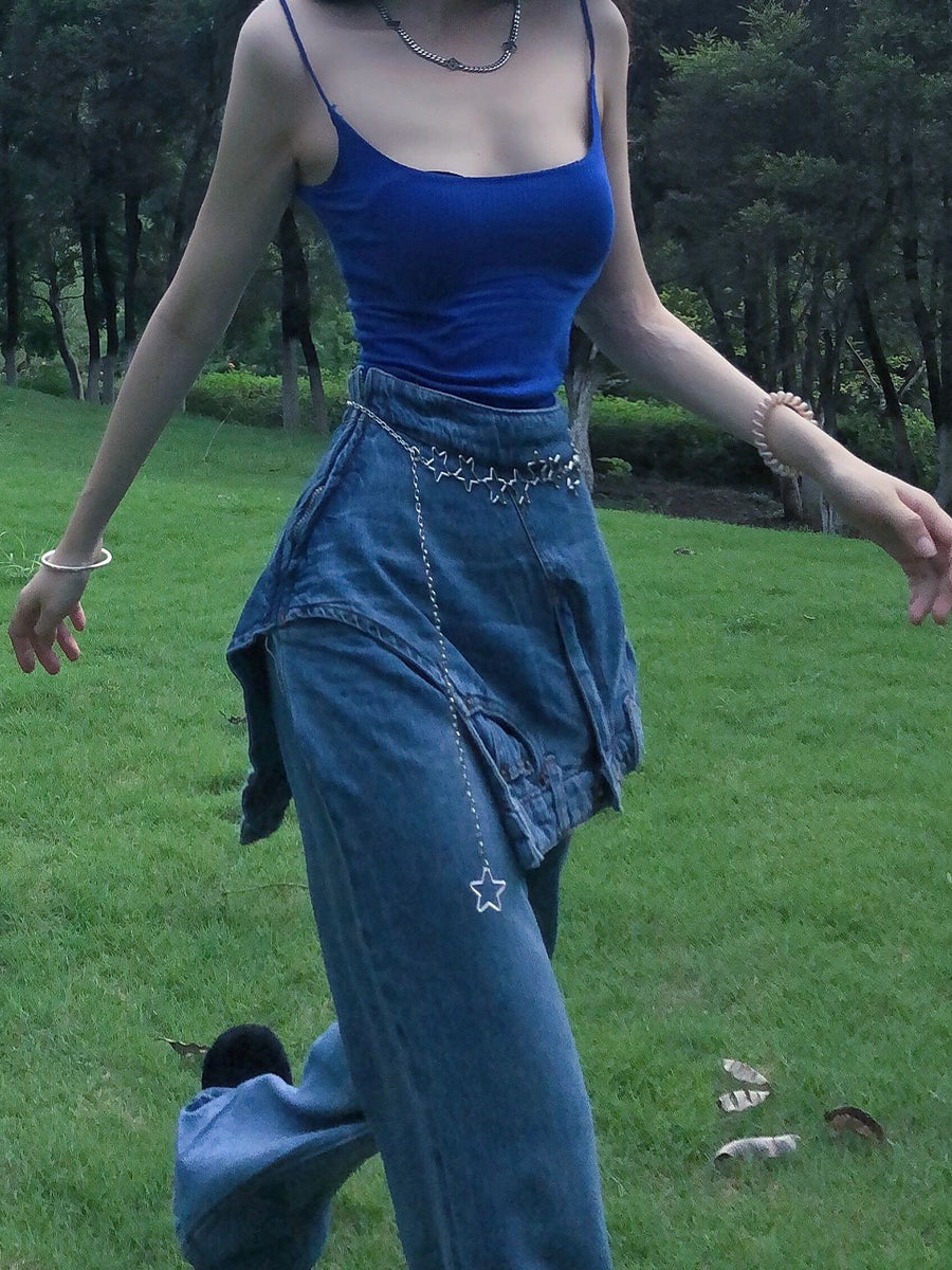 Fake Two-piece New Fashion Jeans