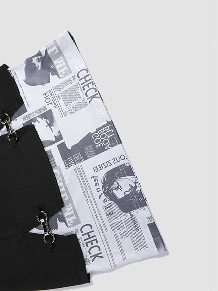 Patchwork Magazine Black Hip Skirt