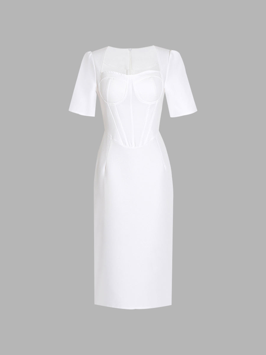 Retro Solid Color Slim Dress