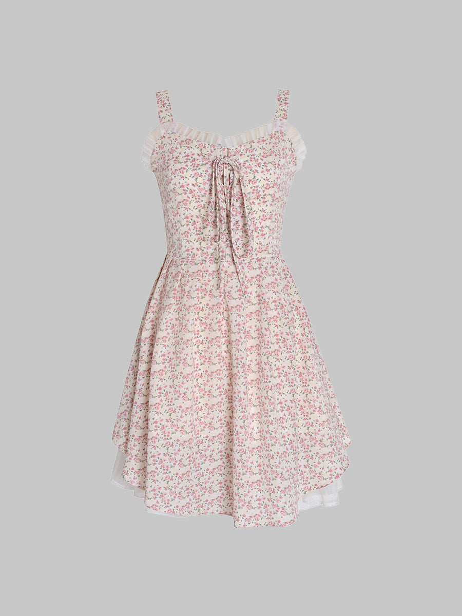 Floral V-neck Lace Dress