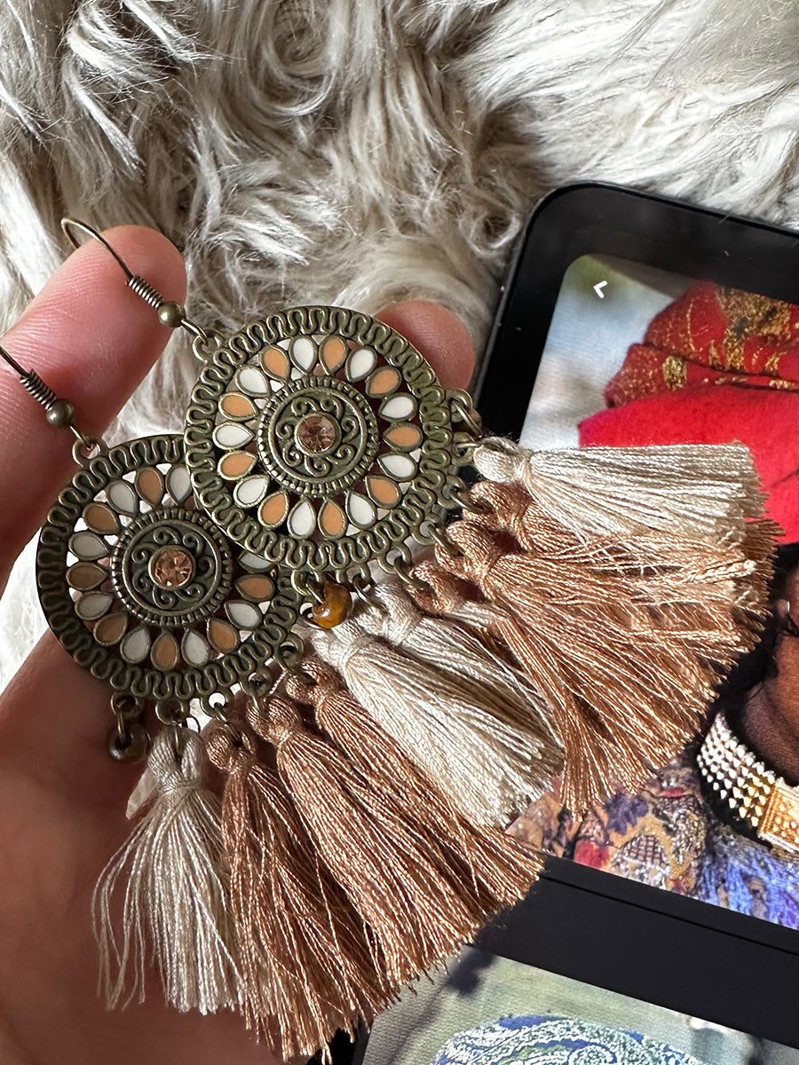 Vintage Dreamcatcher Tassel Earrings