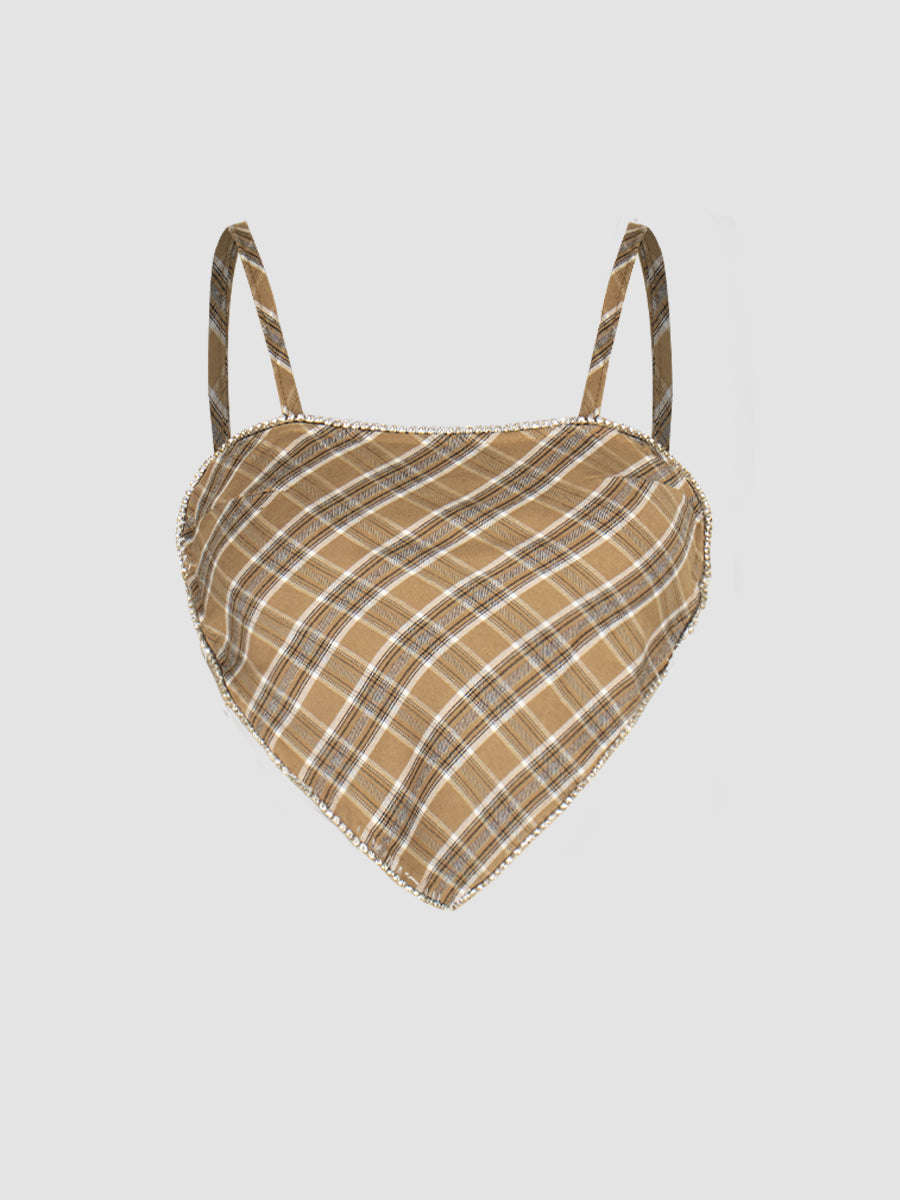 Sexy Retro Heart Plaid Diamond Camisole Top