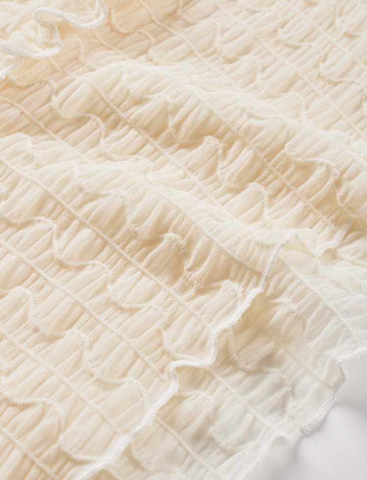 Solid Ruffled Top&Skirt Set