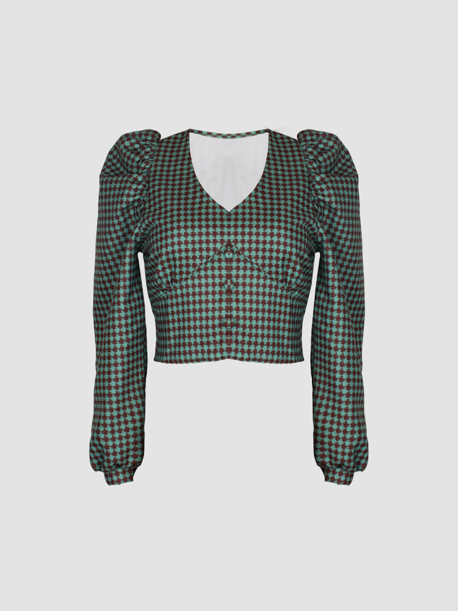 V-neck Puff Sleeve Top