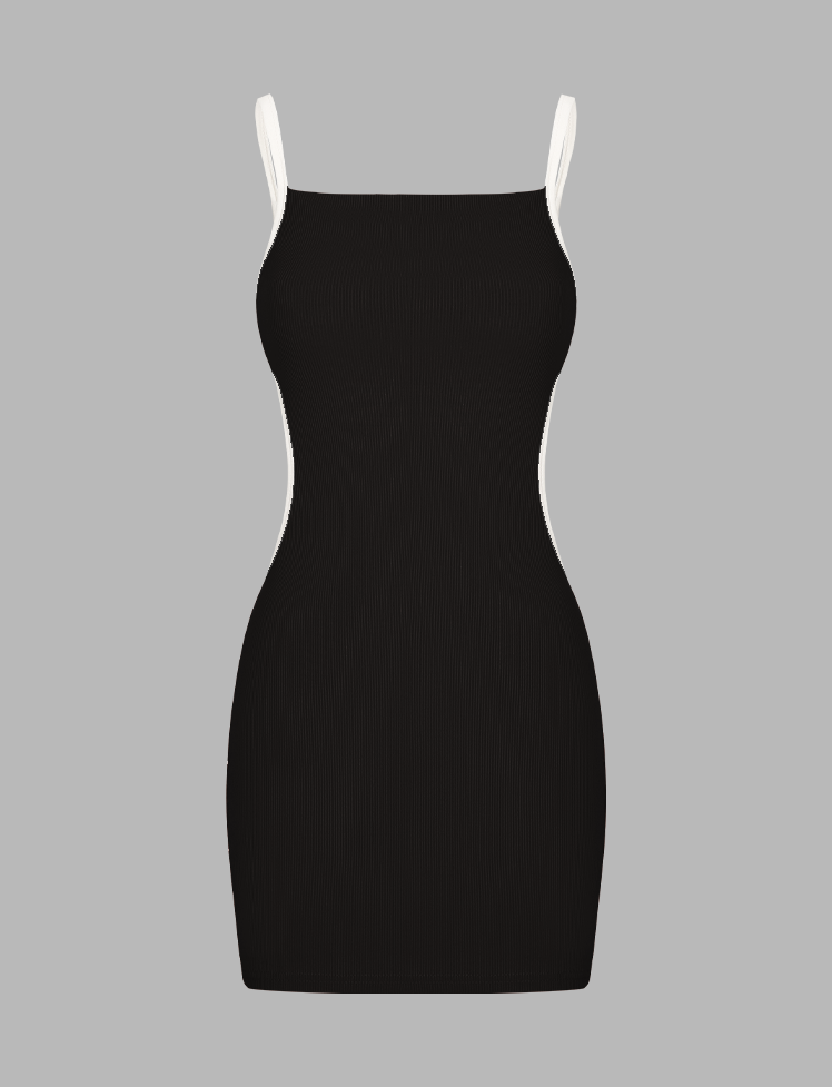 Ribbed Knit Cutout Waist Mini Dress