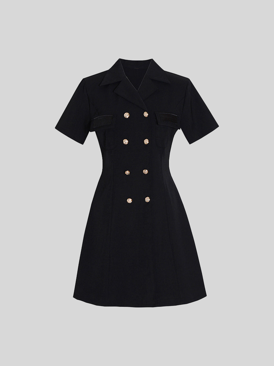 Black Short Sleeve Suit Dress