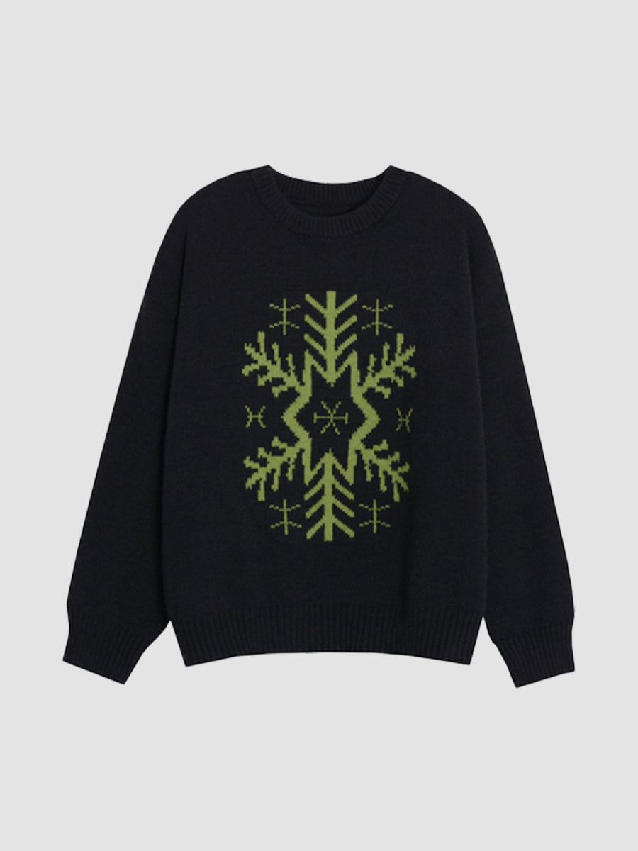 Loose Snowflake Pattern Knit Sweater