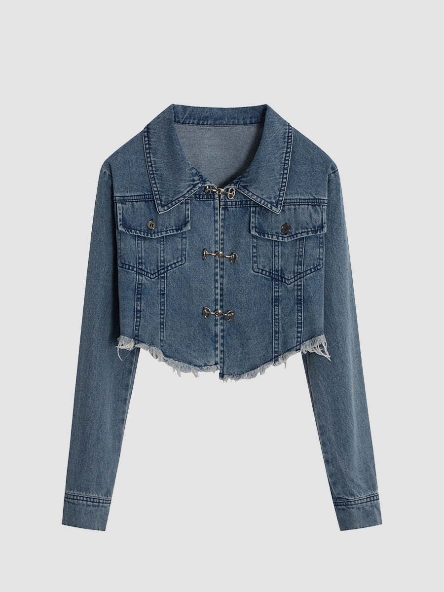 Denim Long Sleeve Jacket & Skirt Set