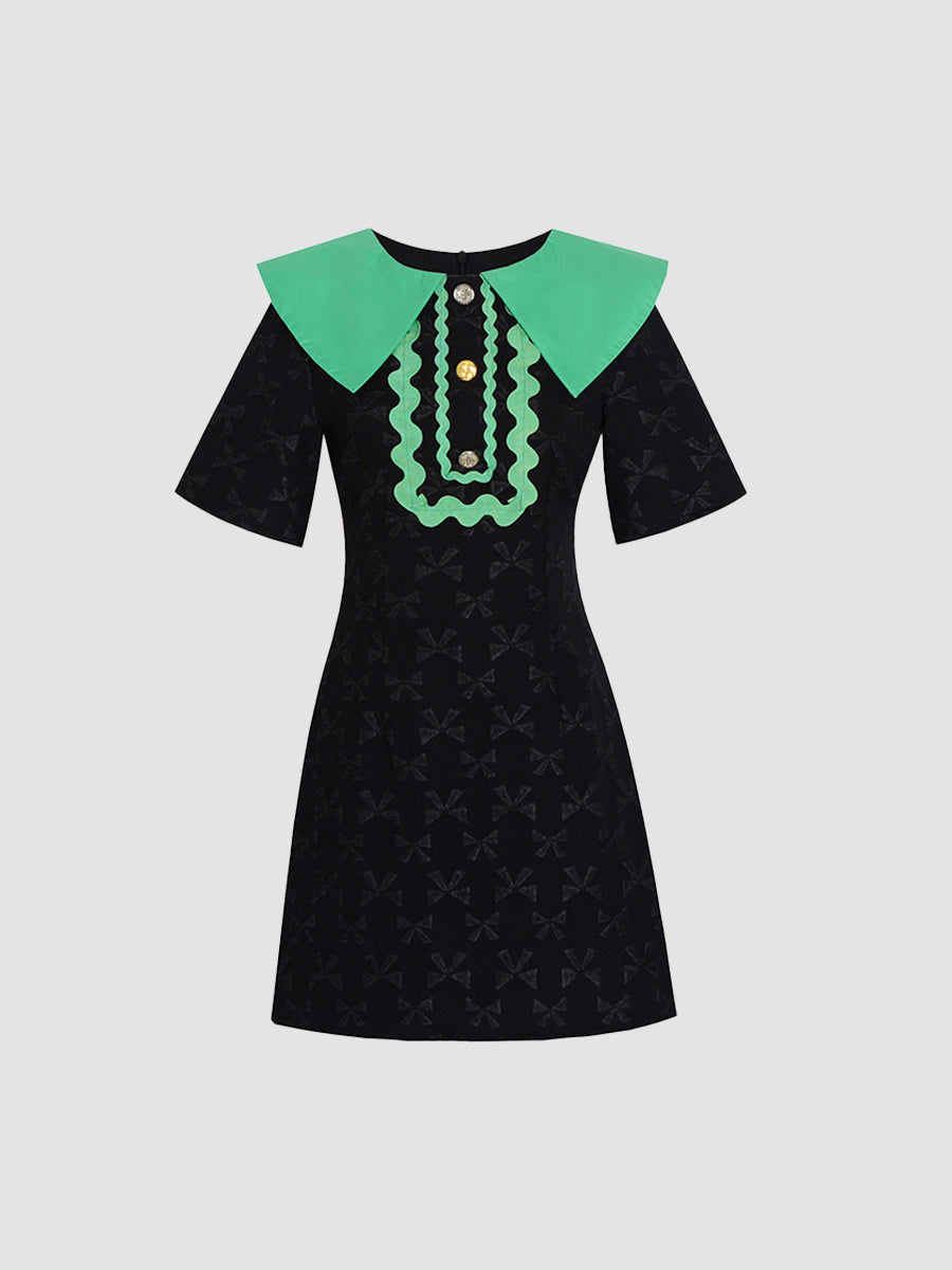Patchwork Doll Collar Dress