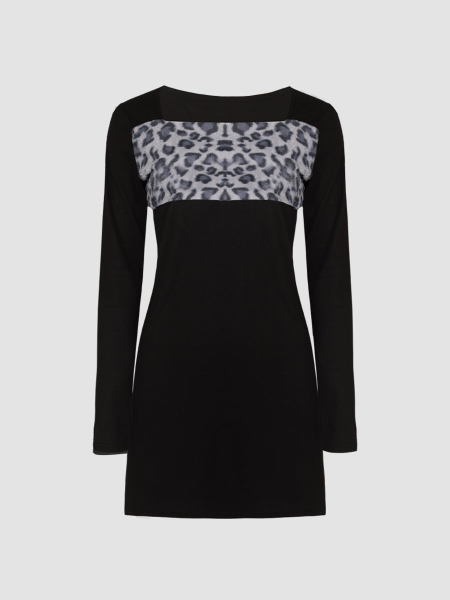 Leopard Print Patchwork Dress