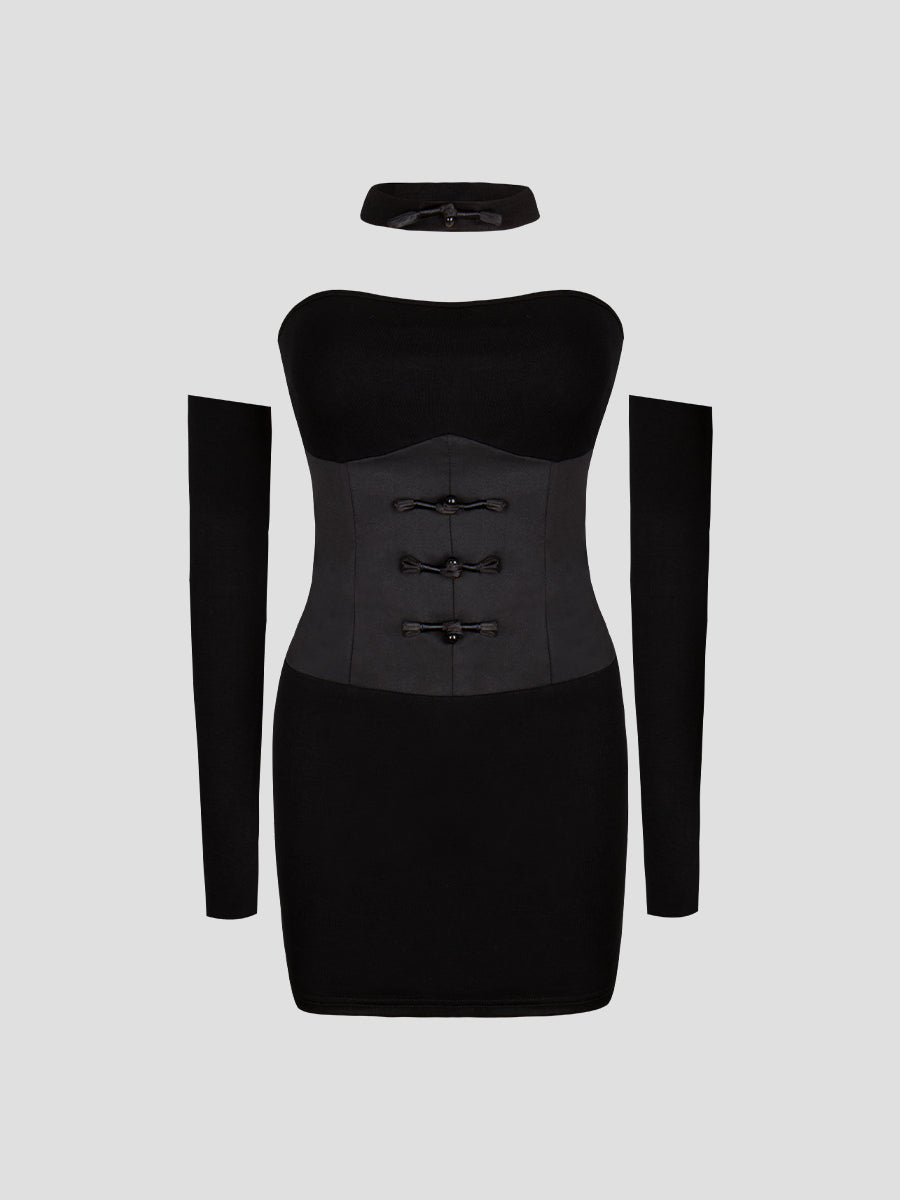 Tight Choker Dress with Sleeves