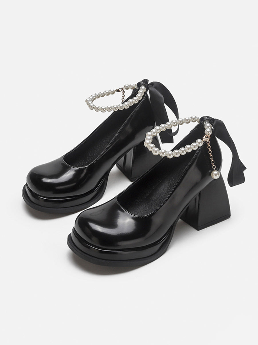 Chunky Heeled Ankle Strap Mary Jane Pumps