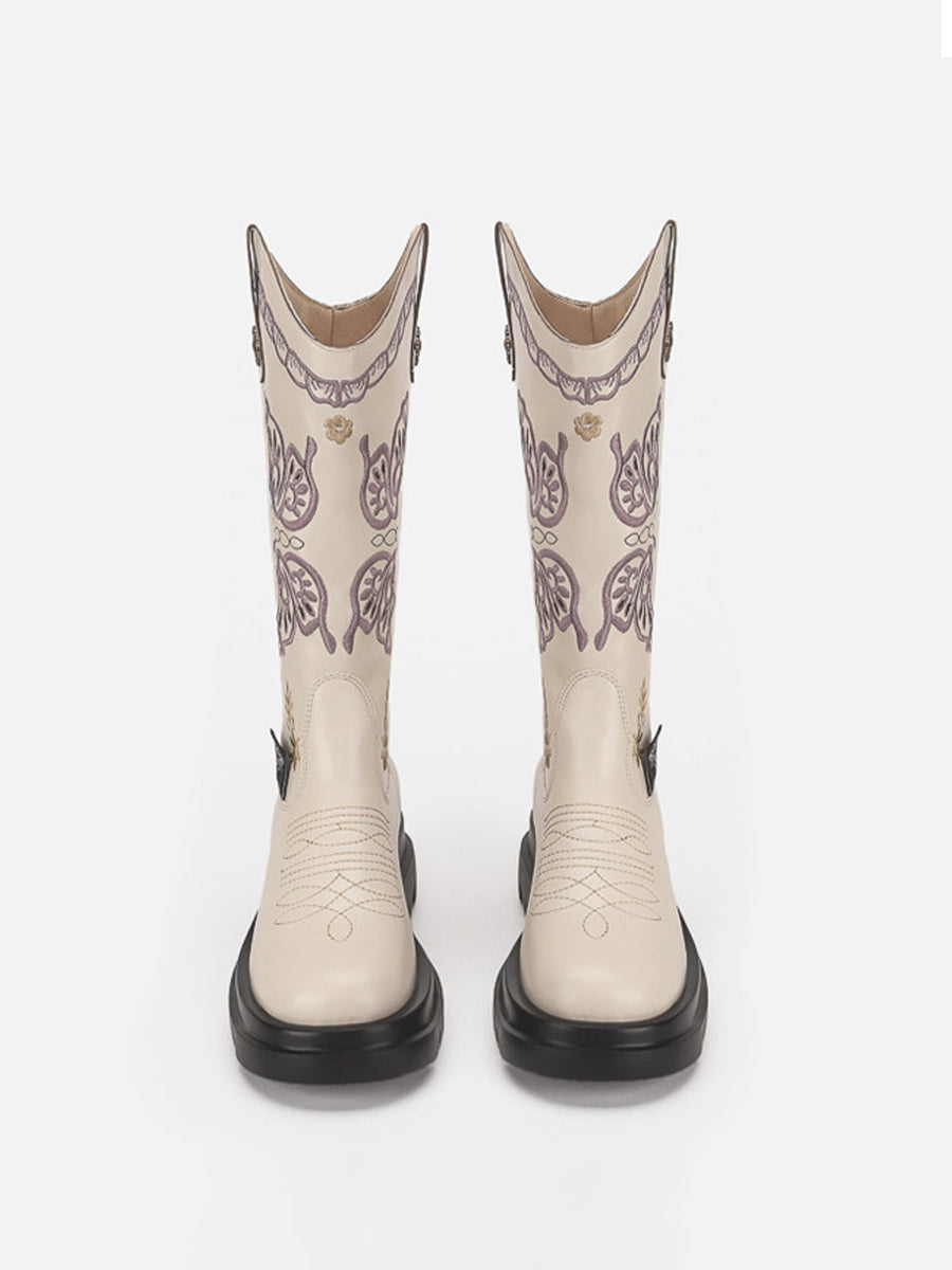 Stitching Embroidered Butterfly Boots