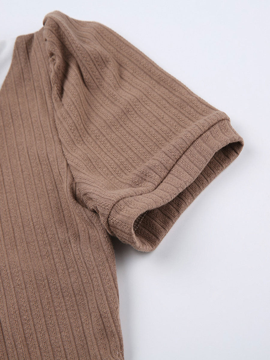 Fake Two-piece Onesie Top with Tie