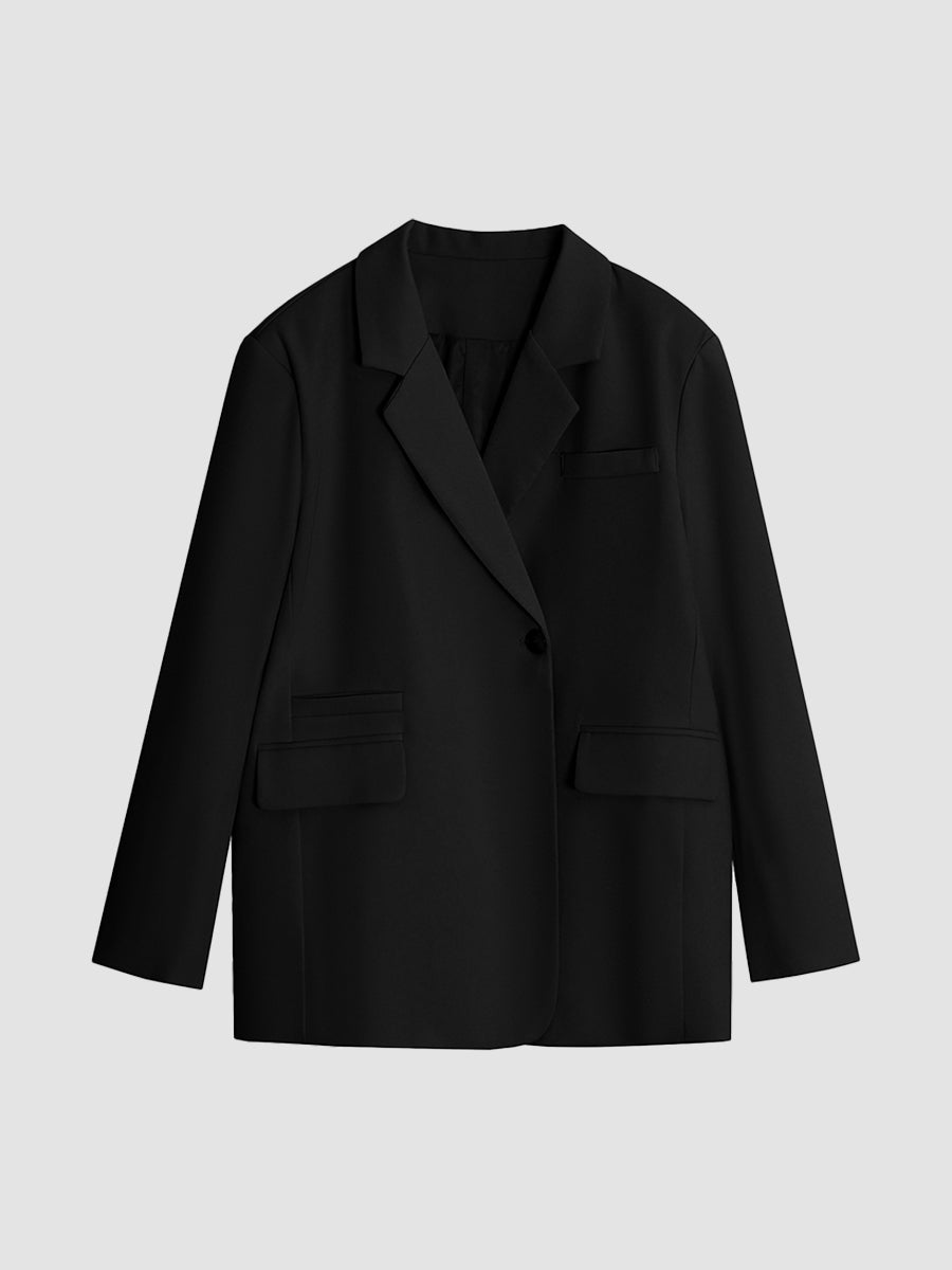 Loose Solid Color Blazer Coat