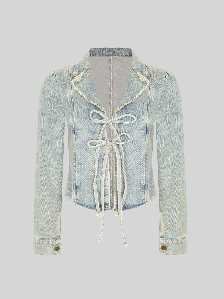 Raw Edge Denim Jacket & Skirt Set