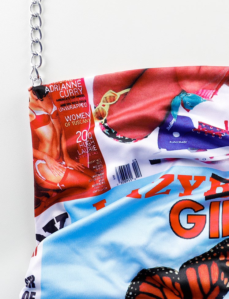 Colorful Letter Printed Chain Halter Vest