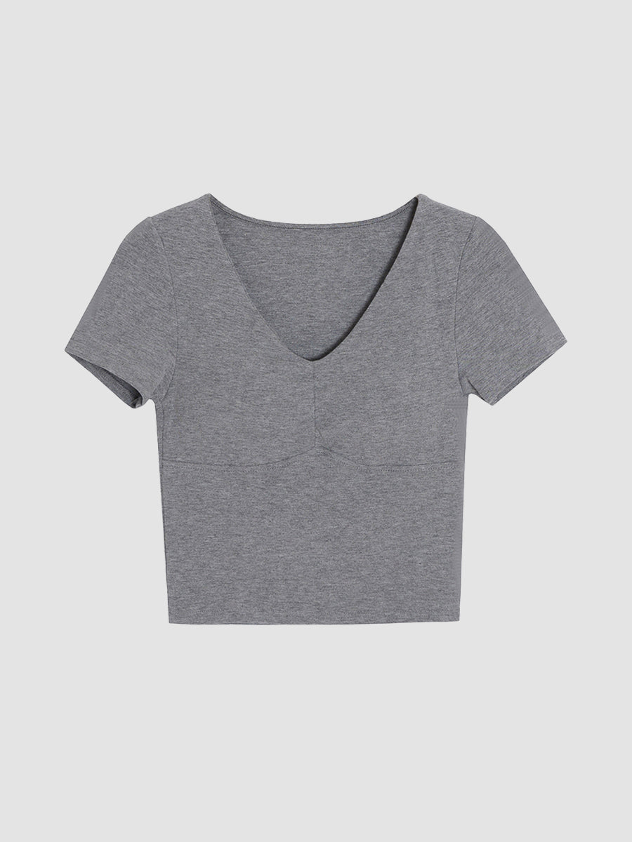 Basic Solid Color Chest Pad Top