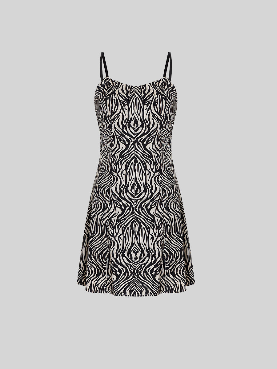 Leopard Print Halter Black Dress
