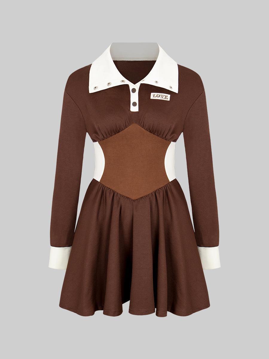 Stretch Pleated Coffee Dress