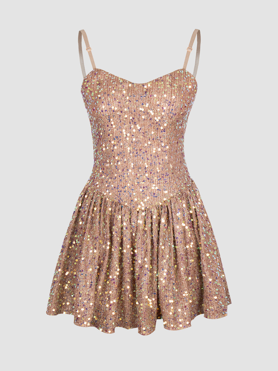 Champagne Sequin Camisole Dress