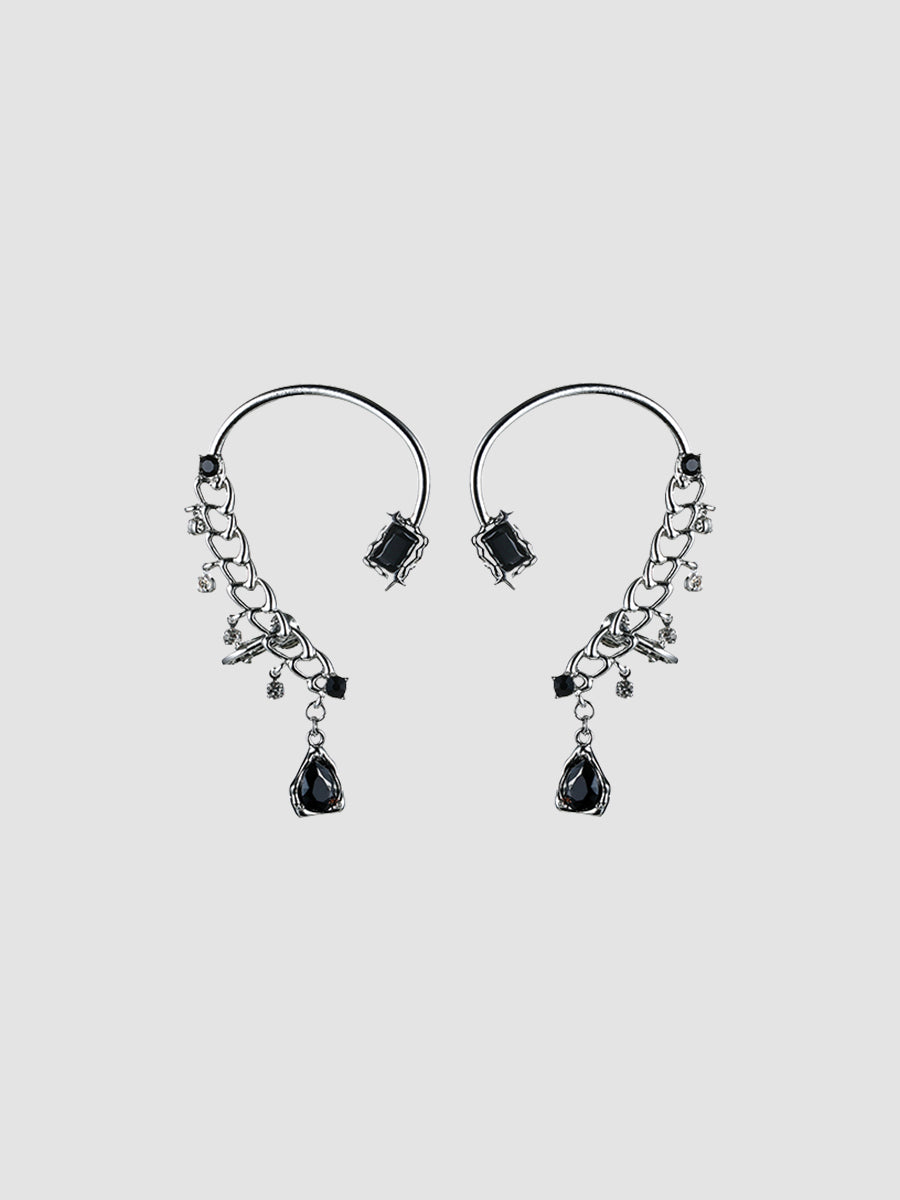 Black Jewel Ear Clips