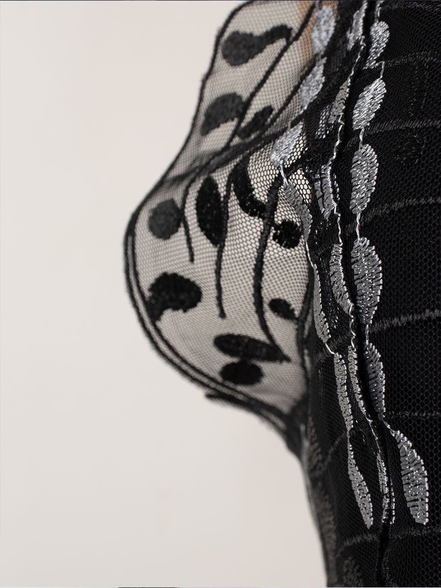 Lace Butterfly Halter Top&Black Brassiere