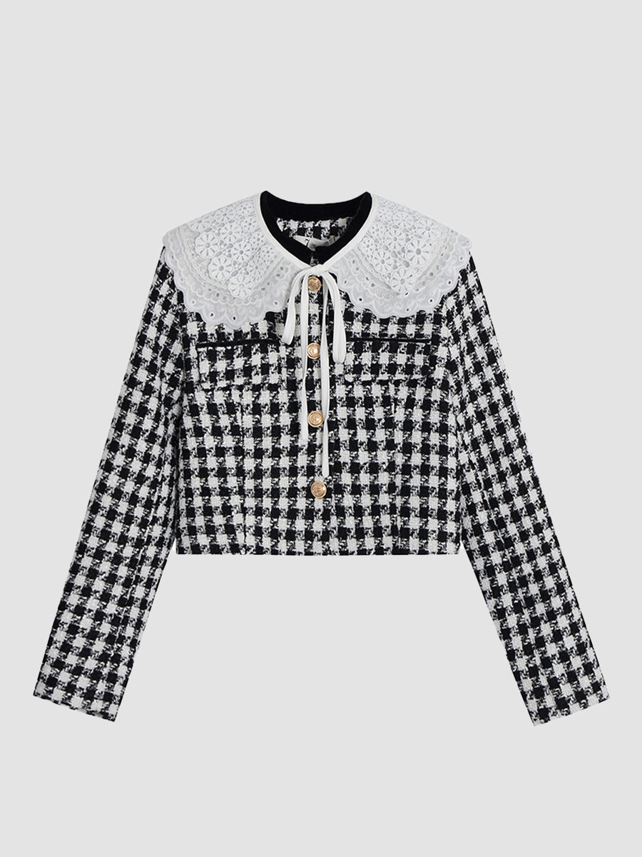 Velvet Houndstooth Short Coat