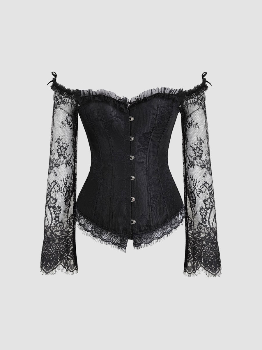 Lace Long Sleeve Corset Top