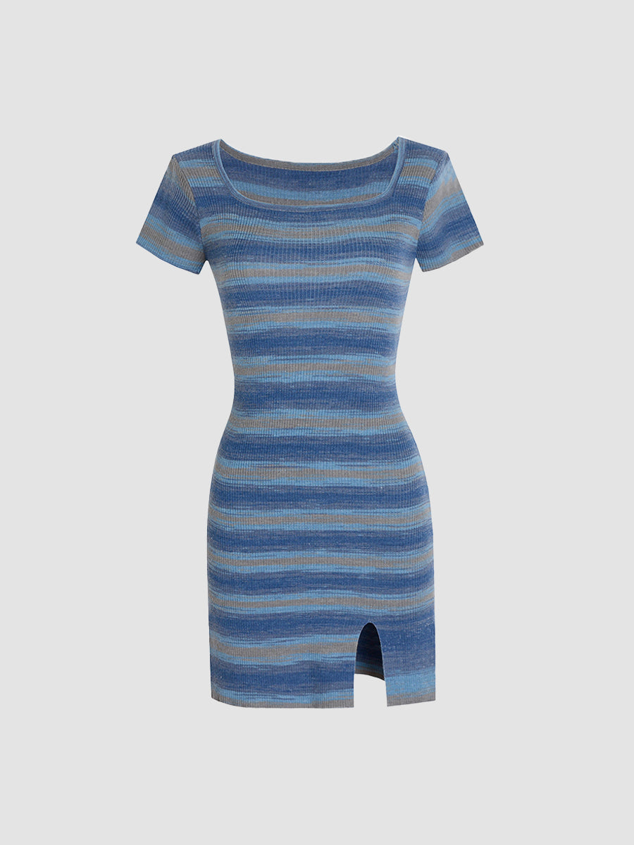 Blue Knitted Hip Dress