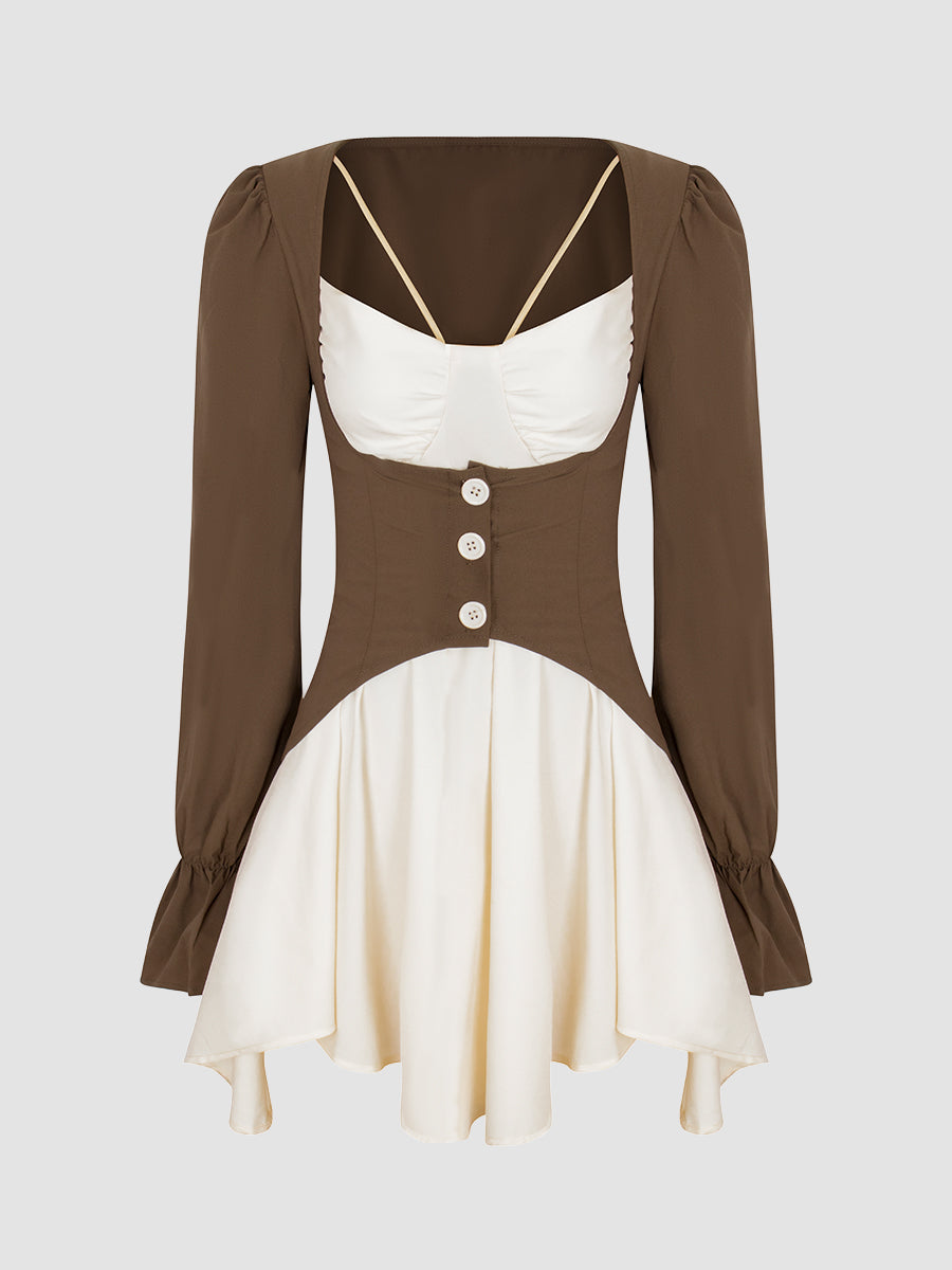 Apricot Camisole & Long Sleeve Blouse Set