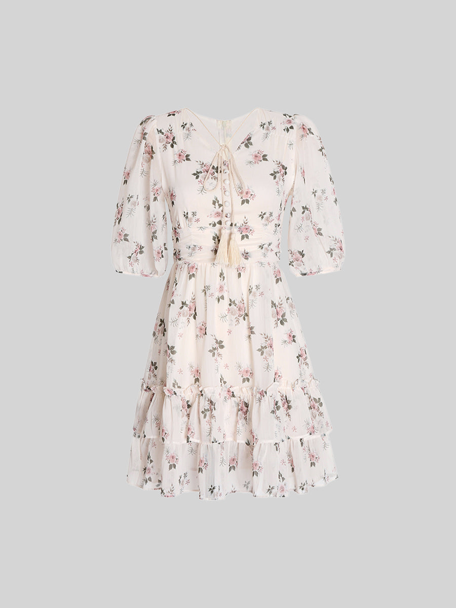 Elegant Floral Chiffon Dress