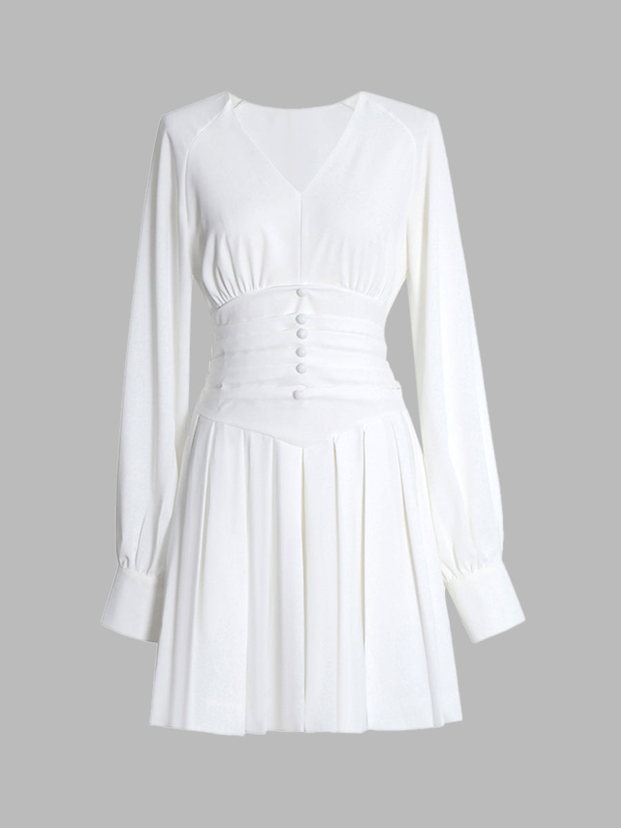 V Neck Long Sleeve Dress