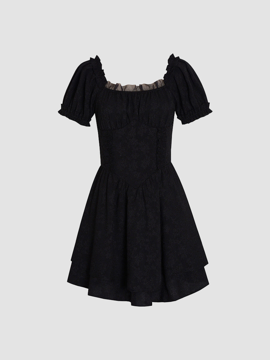 Vintage Jacquard Double Puff Dress