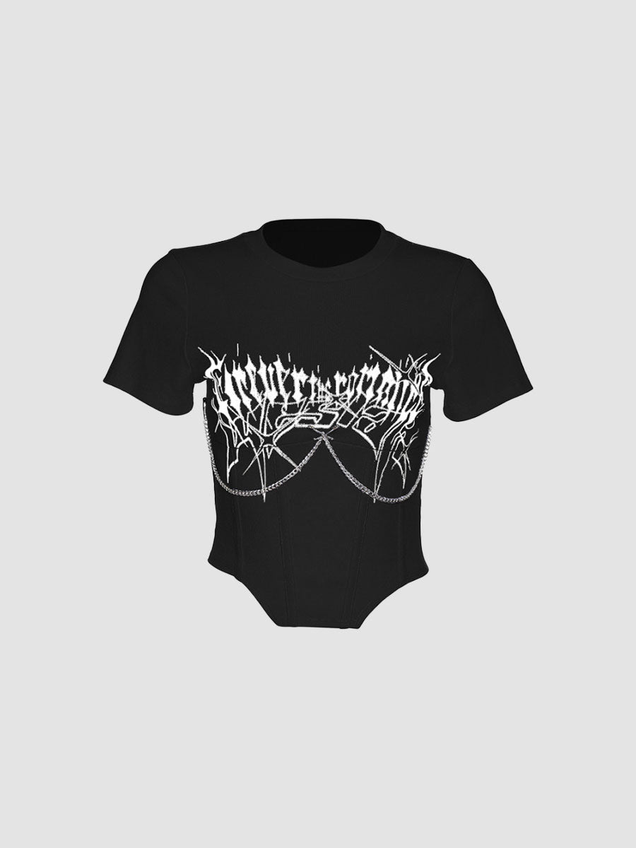 Chain Sexy Print Short Sleeve Top