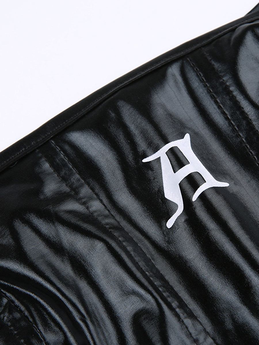 Black PU Leather Tank Crop Top