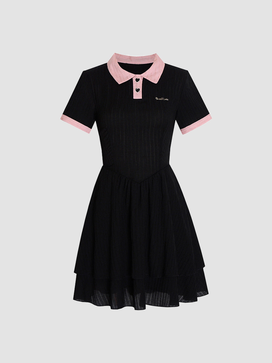Knitted Polo Black And Pink Cake Dress