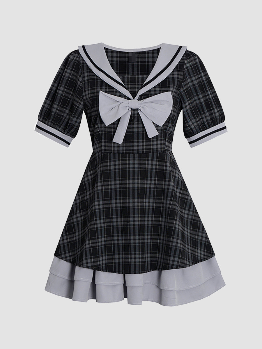 Bow Tie Plaid Dress